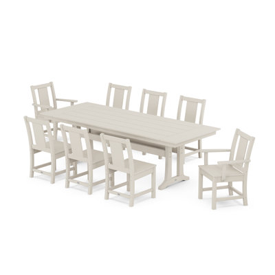 Prairie 9-Piece Farmhouse Dining Set with Trestle Legs