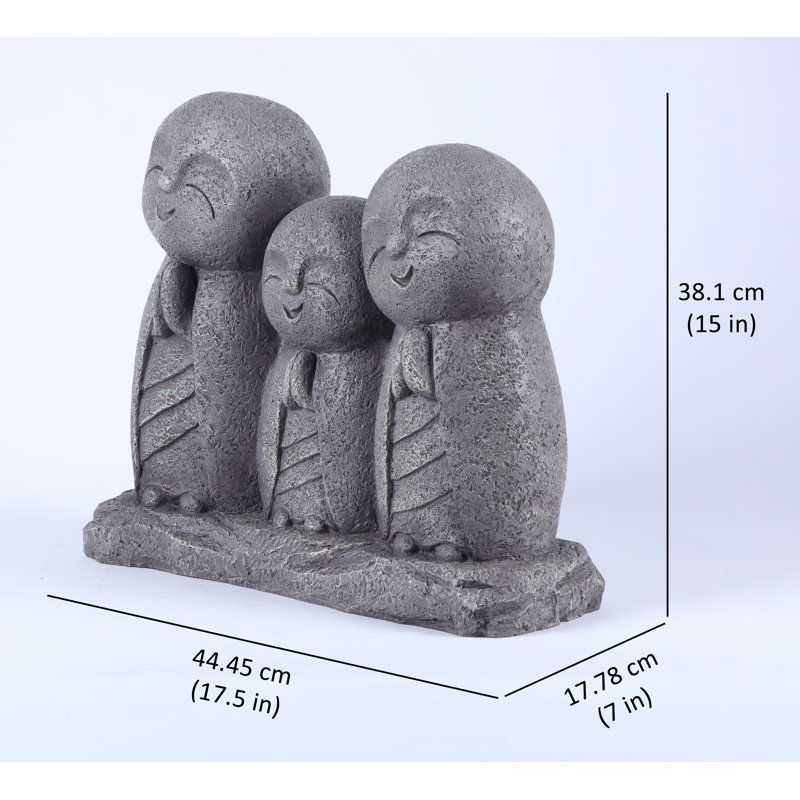 Statue de famille japonaise Jizo priant chanceux