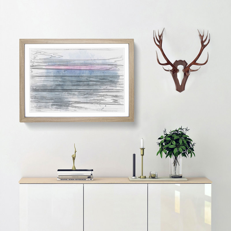 The Horizon in Abstract - Picture Frame Graphic Art Print, 62cm H x 87cm W x 2cm D, Oak Framed