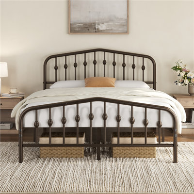 Metal Bed with Arched Headboard and Footboard