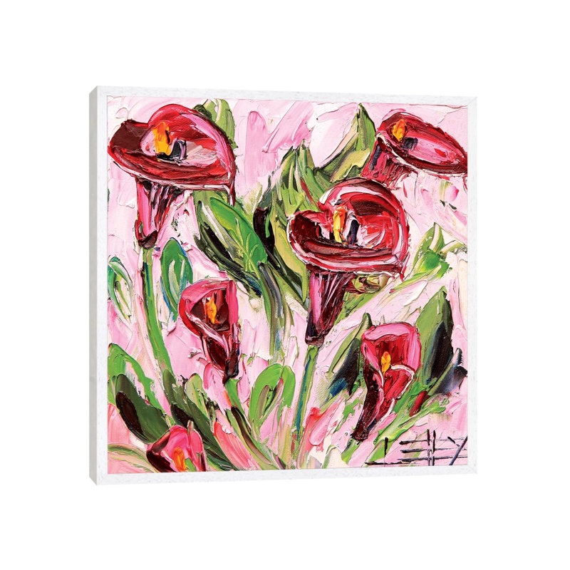 Iris 1 Piece Painting on Canvas, 45.72cm H x 45.72cm W x 3.81cm D, White Floater Framed
