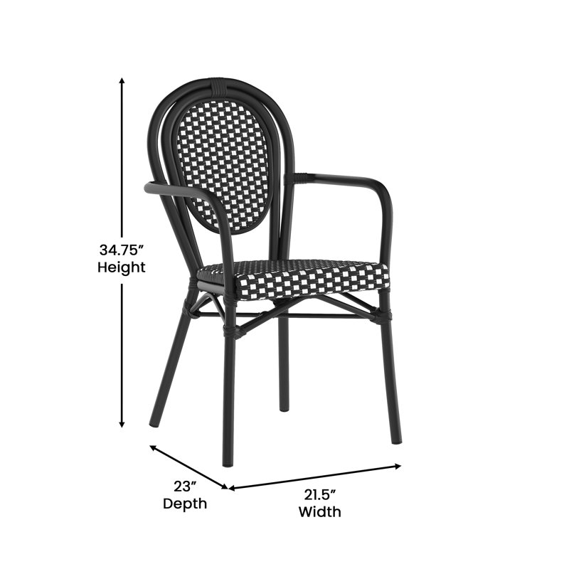Chaises Paris empilables Comeaux, Noir / blanc