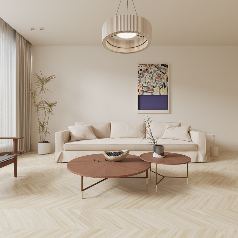 Carreau de porcelaine pour plancher et mur à aspect chevron espagnol 24 po x 48 po (2 PCS, 15,5 pieds carrés / caisse), Beige