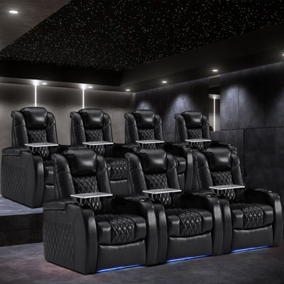 Ensemble de 7 sièges de cinéma en cuir avec porte-gobelet en cuir