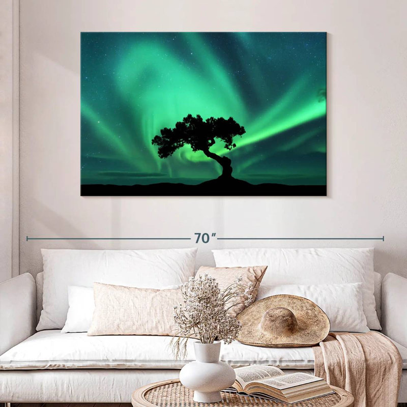 Silhouette d'arbre Alvord Northern Lights, H 32 po x l 48 po