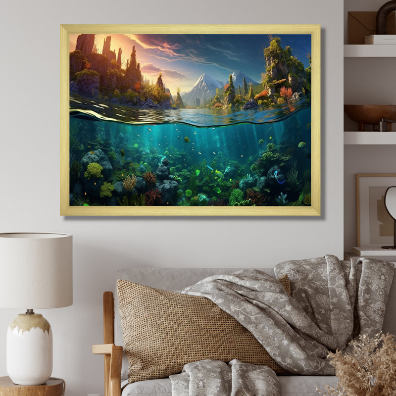 «Coastal Coral Beauty II», reproduction sur toile, H 24 po x l 32 po x P 1 po, Cadre doré à une seule photo