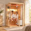 Sauna à vapeur traditionnel pour 2 personnes EROMMY, sauna d'intérieur pour la maison, spa avec haut-parleur Bluetooth et éclairage de chromothérapie, pruche