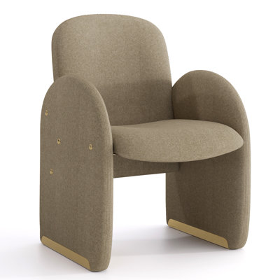 Modern Vanity Stool, Velvet Upholstered Makeup Chair, Elegant Accent Chair With Golden Metal Decor by Everly Quinn