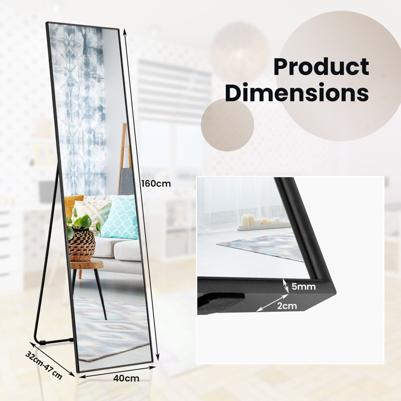 Quenita Full Length Mirror, Black