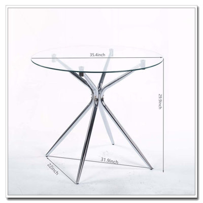 Dining Table with chrome metal leg and tempered glass