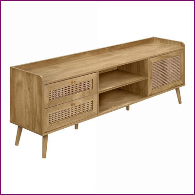 TV Furniture | 72 Inch Transitional Walnut Laminate TV Stand with Storage | Walnut | TV Size Ranges 80-89 Inches