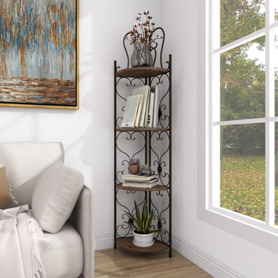 Hanah Iron Standard Baker's Rack with Wooden Shelves