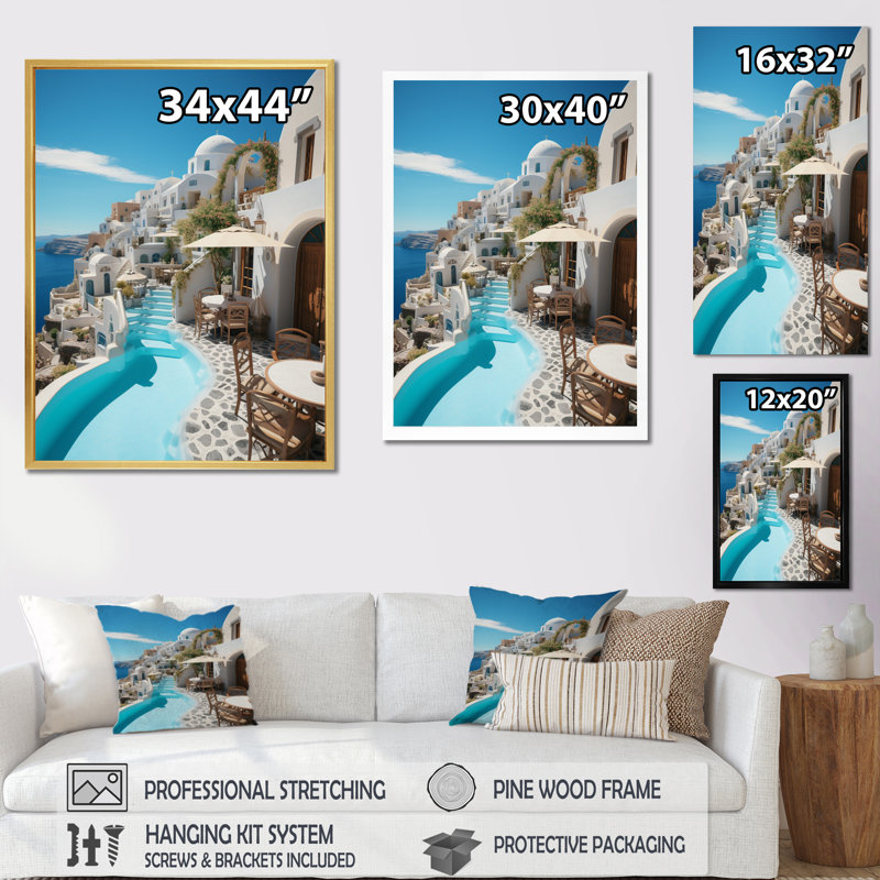 «Grèce Santorini Beautiful Cityscape II - Landscape & Nature», reproduction d'art sur toile FL72616, Naturel