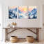 Tableau sur toile tendue représentant un coucher de soleil sur un paysage de montagne (ensemble de 3)-118674851