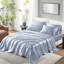 Ensemble de draps 6 pièces en satin de satin bleu luxueux - infroissable, aide à garder les cheveux doux, comprend 1 drap plat, 4 taies d'oreiller ajustées et une texture douce