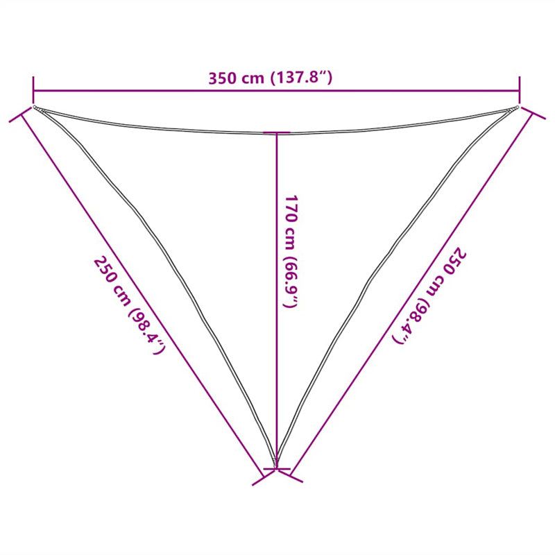 Arrya 2.5m x 2.5m Triangular Shade Sail, Yellow