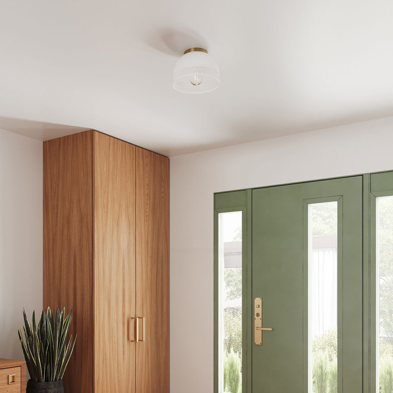 Plafonnier encastré transitionnel 1 lumière avec champagne 10 po Avec