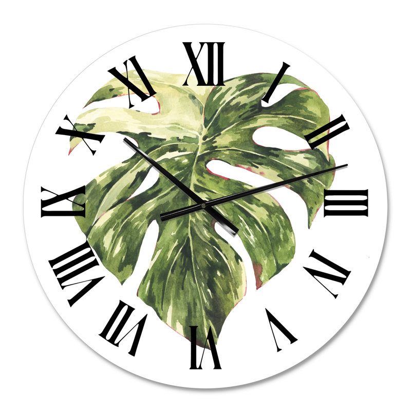 Feuilles vertes tropicales en été III - Horloge murale tropicale, Moyen