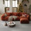 Canapé modulaire en chenille 4 pièces avec repose-pieds, canapé-lit modulaire réversible en tissu doux pour le salon, la chambre à coucher et le bureau