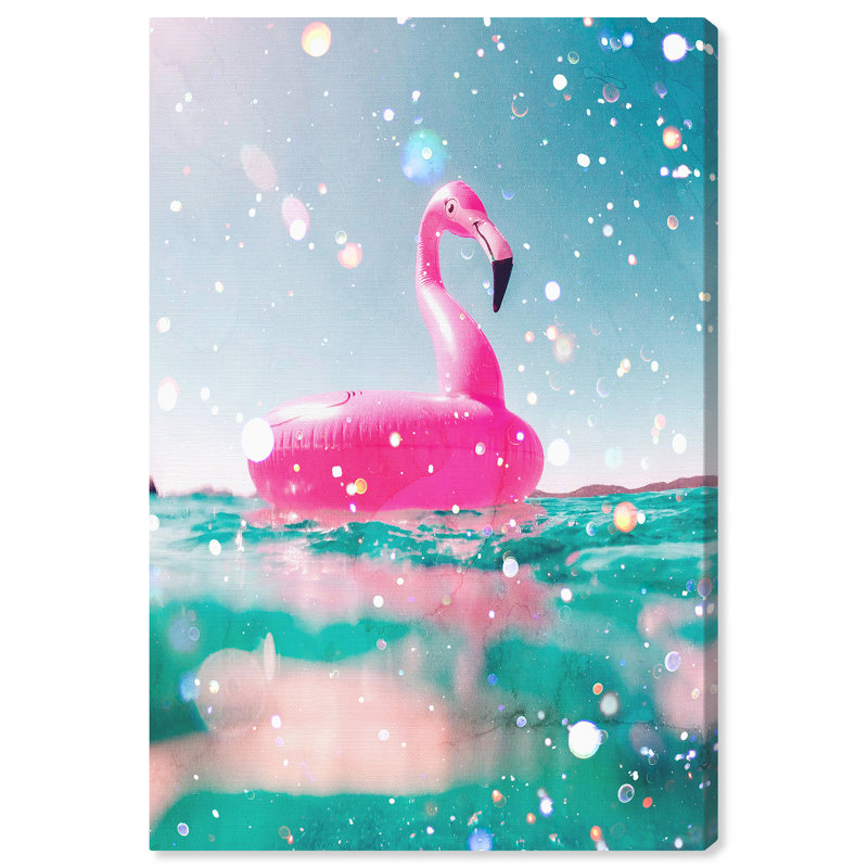 Reproduction d’art graphique sur toile tendue côtière et rose côtière flamant rose, H 36 po x l 24 po x P 0,8 po