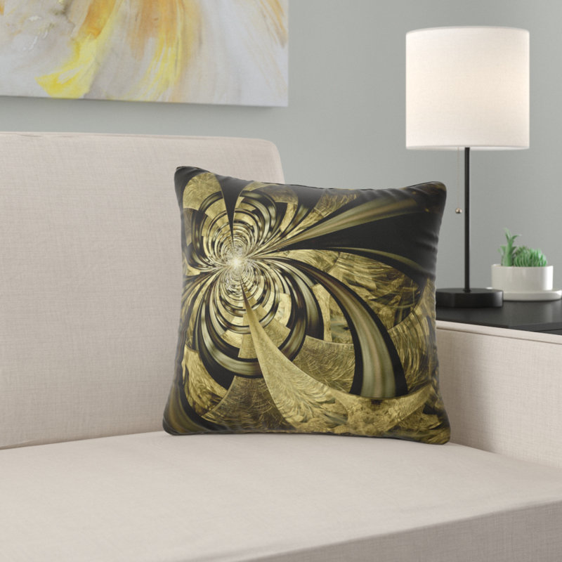 Motif de fleur coloré fractal - coussin imprimé abstrait, 16 po x 1 po, Coussin décoratif