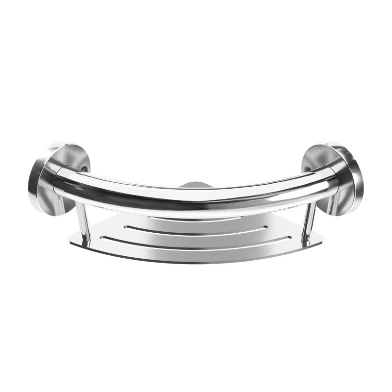 HealthCraft - PLUS Corner Shelf 9.5", Grab Bar for Bath and Shower Safety (500 lb. Capacity), Chrome