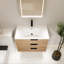 Meuble-lavabo moderne avec tiroir à fermeture en douceur et tablette latérale-1656412049