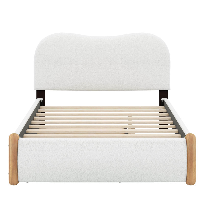 Pieds de lit en bois rembourrés, Blanc, Lit double