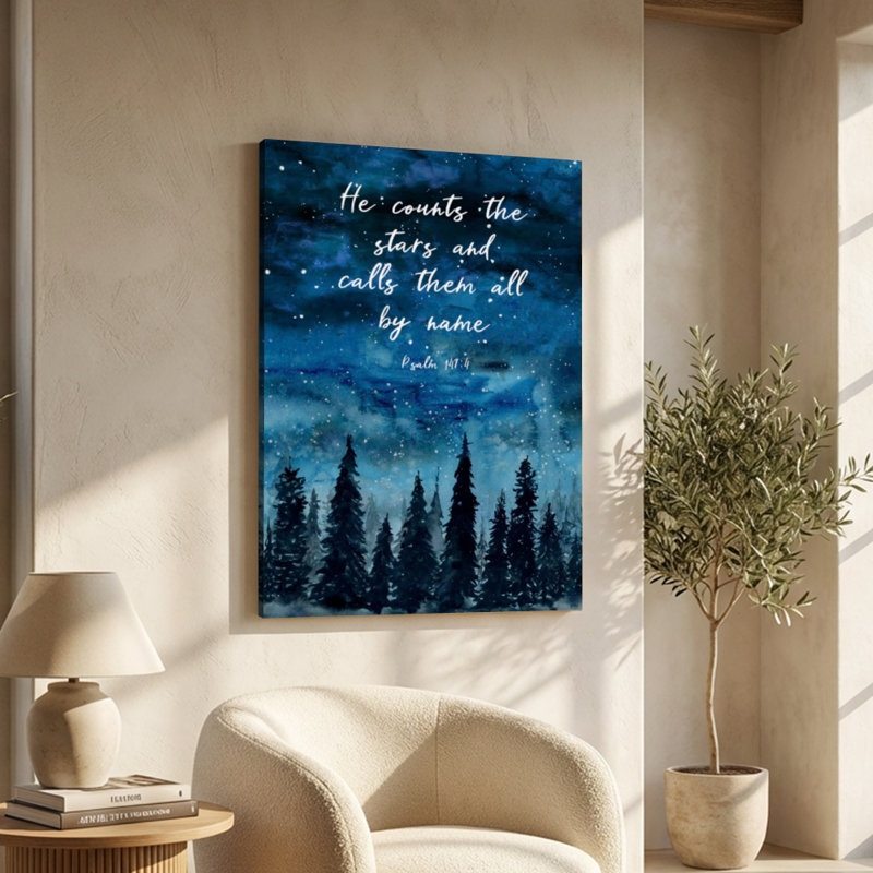 «He Countes the Stars Night Sky», art sur toile tendue - H 36 po x l 24 po