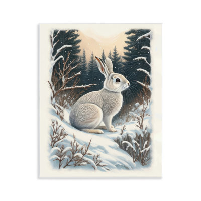 «Rabbit in Winter Forest», art mural sur bois par Denise Dundon