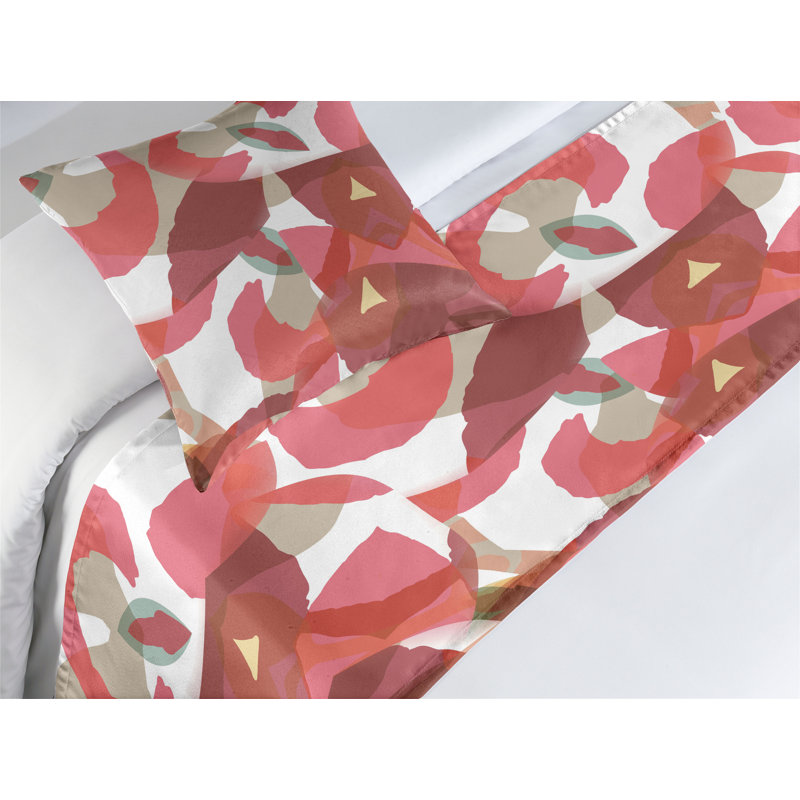 Ensemble de chemin de lit Ambesonne Boho Abstrait Art géométrique corail foncé kaki pâle