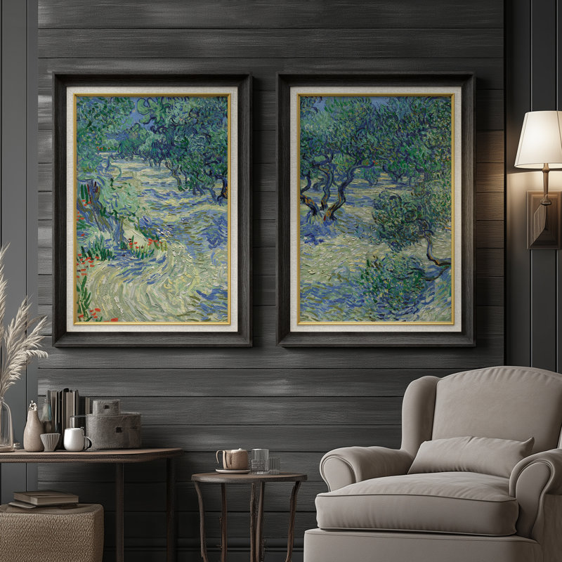 «Post Grove», ensemble d'impression sur bois encadrée 26 po x 36 po, H 36 po x l 26 po, Noir