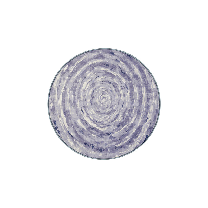 Machine Washable Blue Area Rug, Round 4'