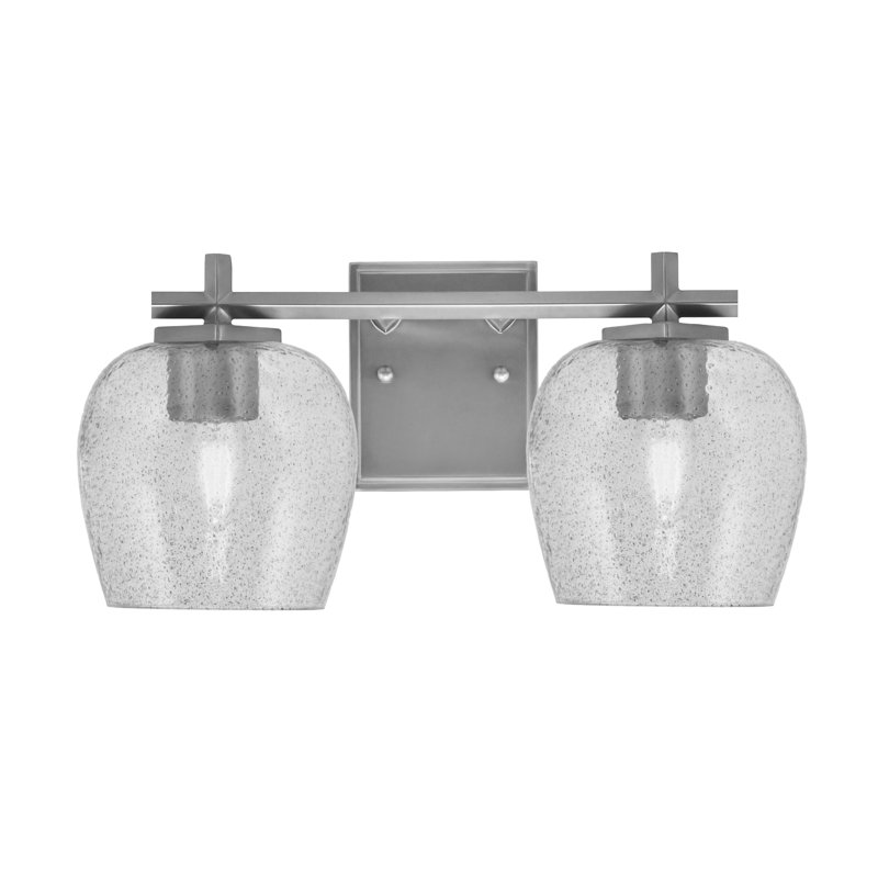 Barre de salle de bain Fausley avec verre à bulles de fumée de 6 po, H 8 po x l 16,5 po x P 7,25 po, 2 lumières, Graphite