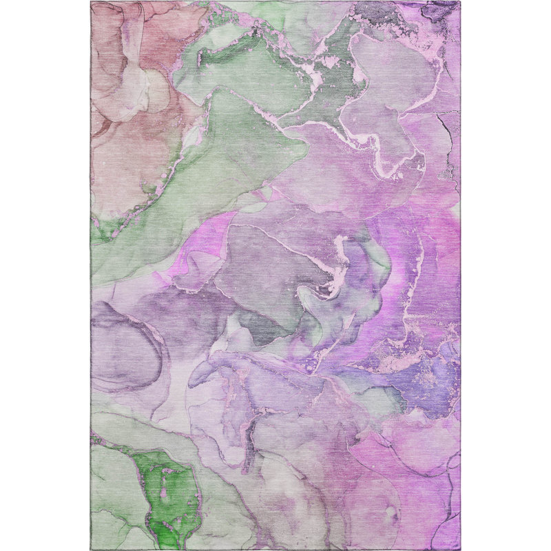 Premium Machine Washable Cerrito AMF500 Purple Rug, Rectangle 8' x 10'