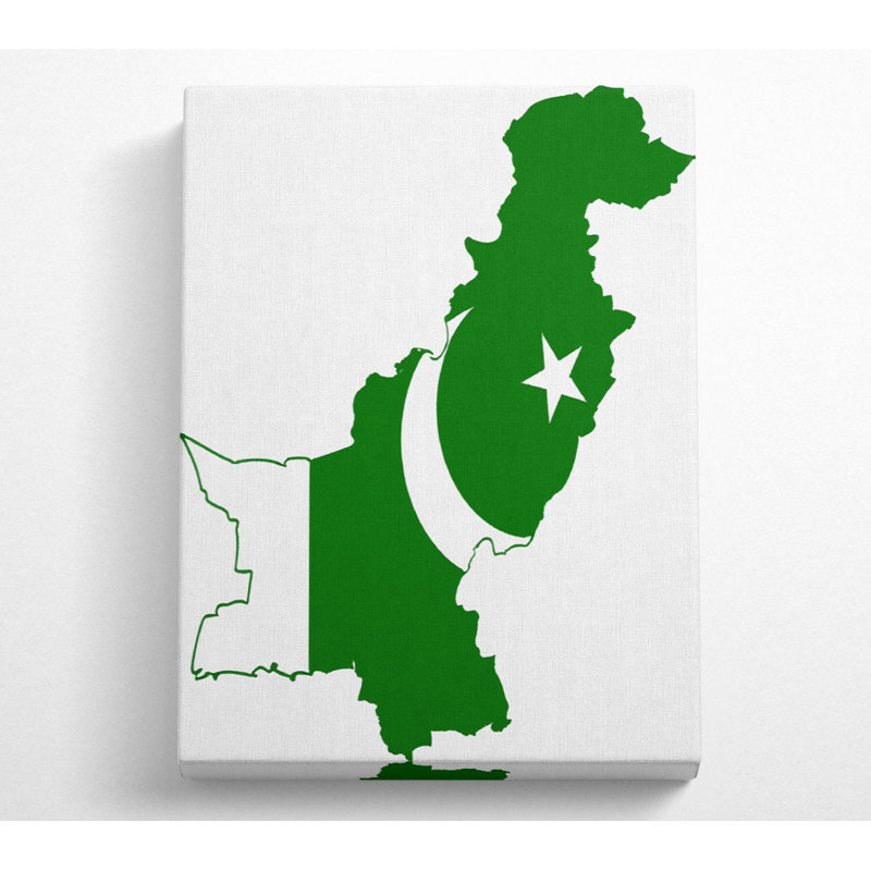 Map Of Pakistan Flag - Wrapped Canvas Print, 142.2cm H x 101.6cm W x 10cm D