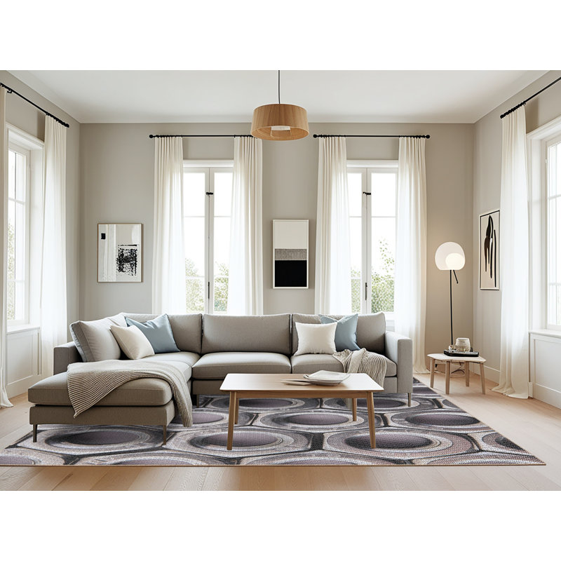 Tapis gris/brun tissé à la machine, Rectangle 8 pi x 12 pi