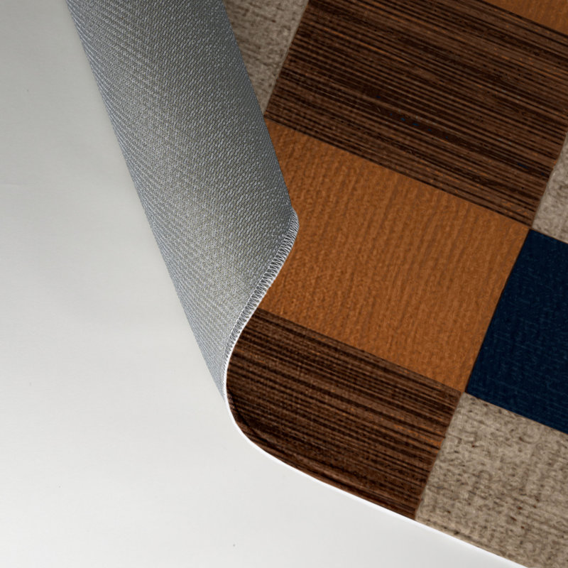 Tapis d'intérieur et d'extérieur à carreaux brun, Rectangle 5 pi x 7 pi