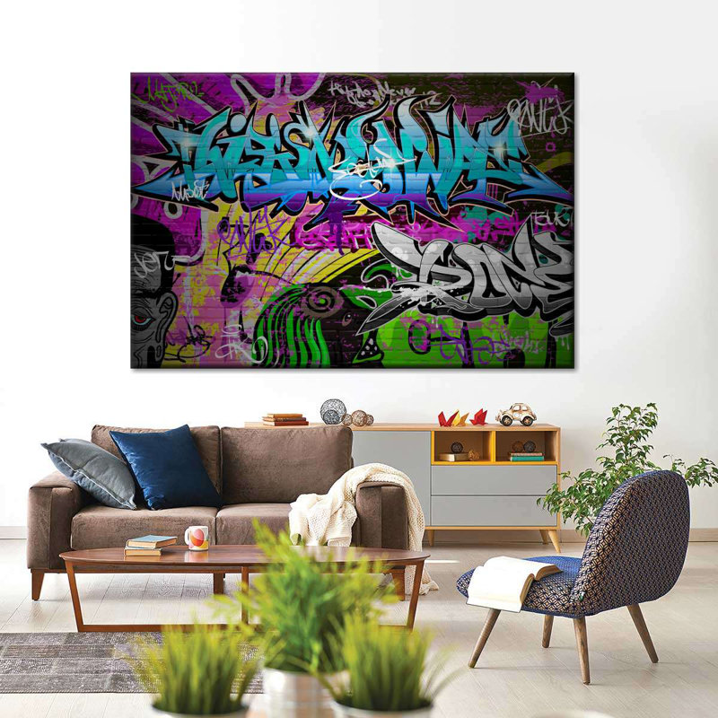 Underground Graffiti On Canvas Print, 8" H x 12" W x 1" D