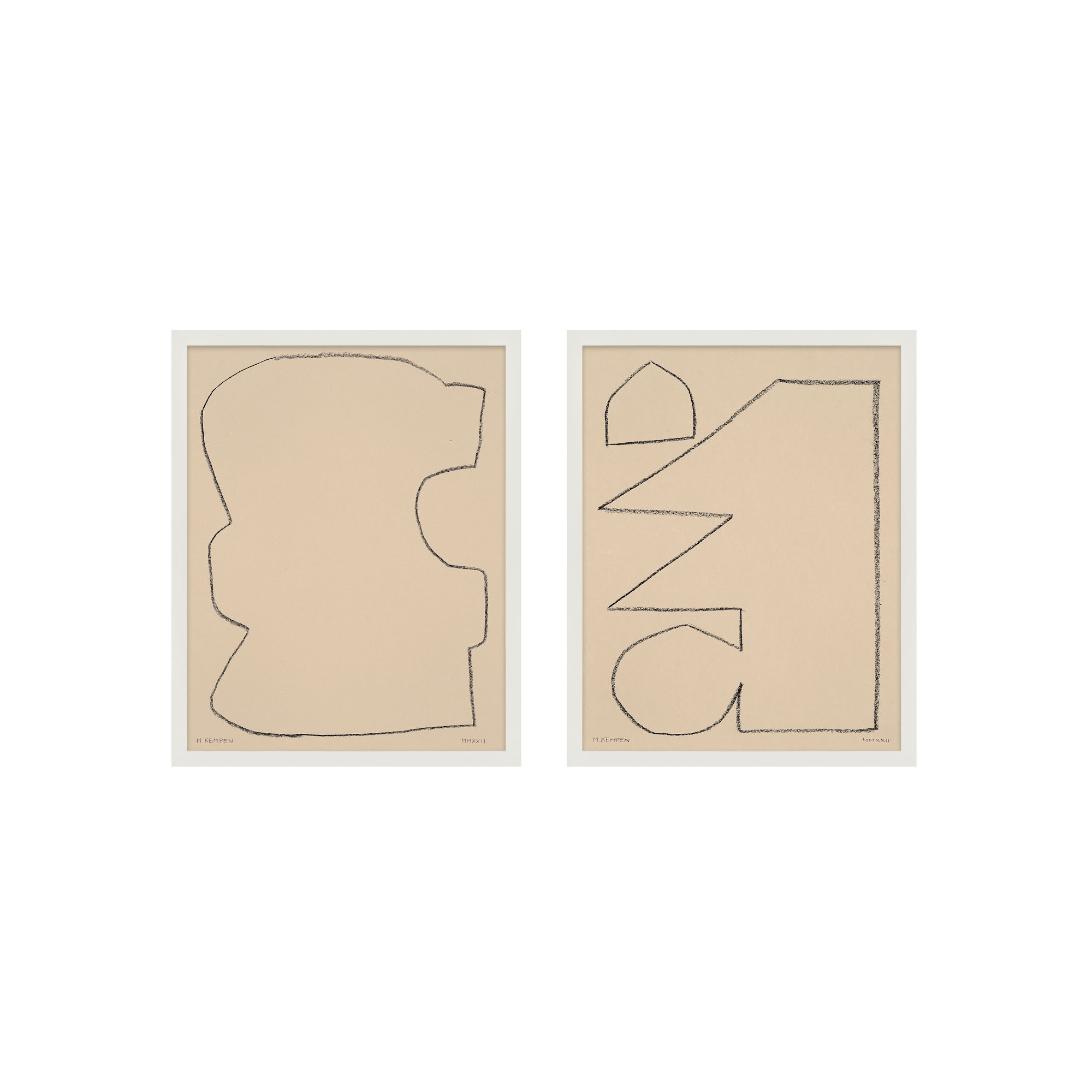 Outlines 9 And 10 by Michael Kempen, White Framed, 16" W x 20" H