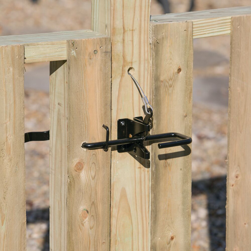 Black Steel Slide Bolt Privacy Gate Latch