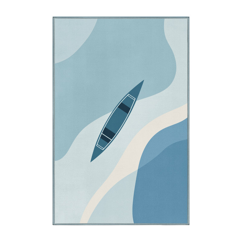 Tapis bleu doux en peluche Eilers Canoeing Lake - reliure bleu ciel, 6 x 9