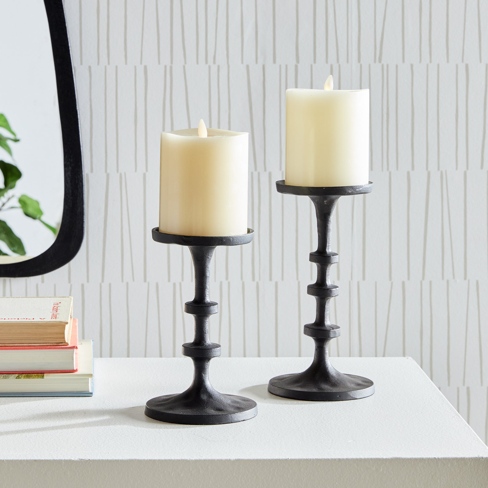10'' H Aluminum Tabletop Candlestick, Black