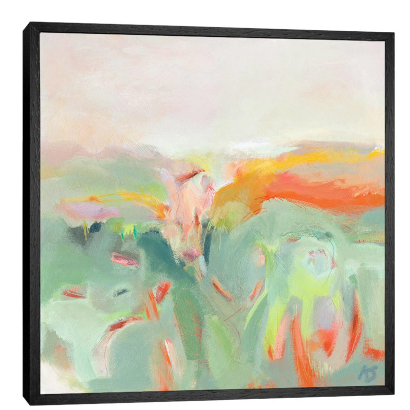 Confetti Fields by Alice Sheridan - Floater Frame Painting on Canvas, 45.72 cm H x 45.72 cm W, Black Framed