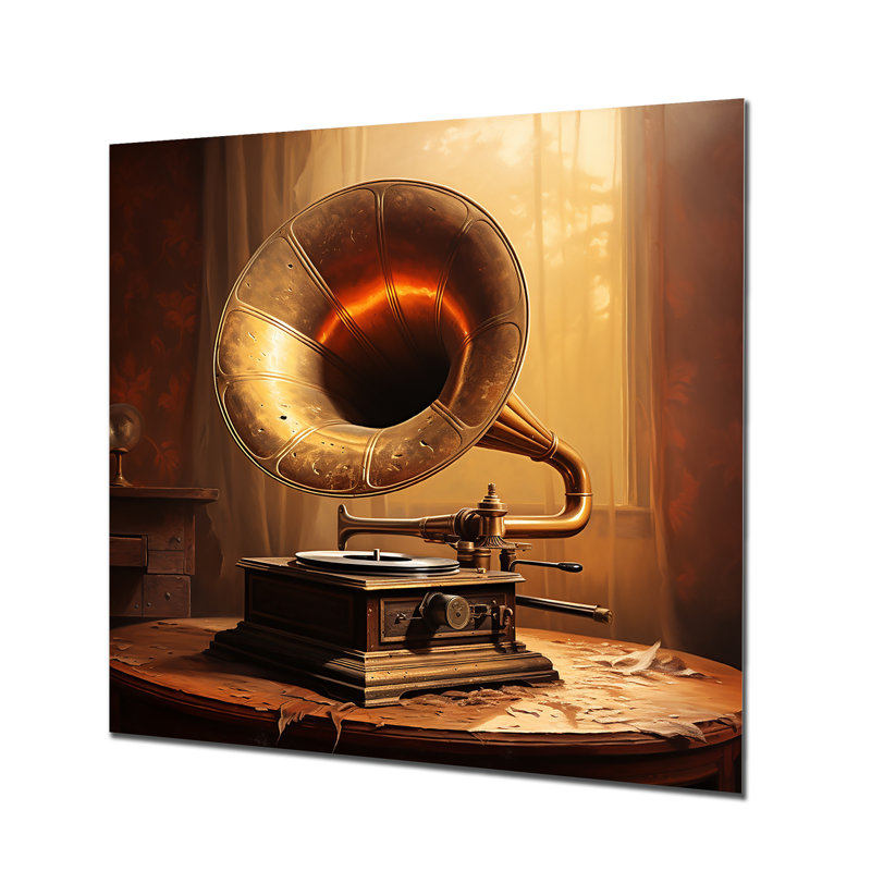Vintage Phonographs Elegance II - Phonographs, art mural en métal, H 16 po x l 16 po