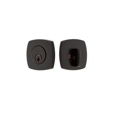 Urban Modern Single Cylinder Deadbolt Unlacquered Brass Finish