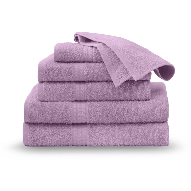 Martex Easy Living The Everyday Towel 6 Piece Set 6 - Piece 100% Cotton Multi-Size Set Guest Room Case Pack, Lilac