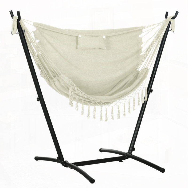 Chaise hamac 2 personnes avec coussin moelleux, Blanc