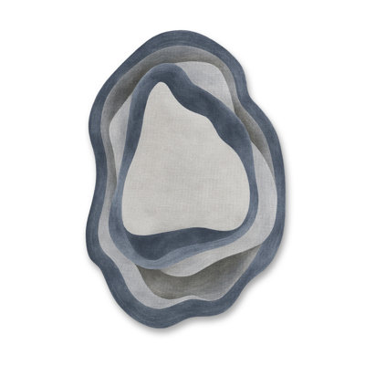MOSSO Gray Abstract Washable Woven Backing Area Rug