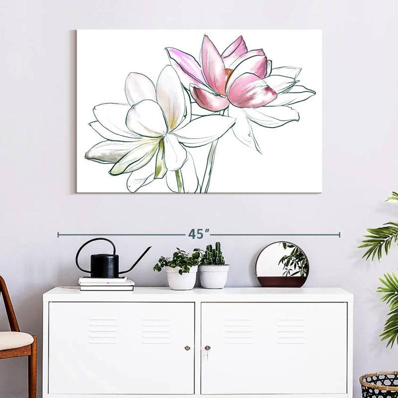Duo de fleurs de lotus, H 26 po x l 39 po